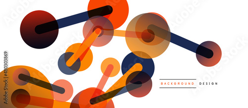 Abstract background. Round dots connected by lines. Trendy techno business template for wallpaper, banner, background or landing