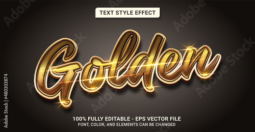 Text Style with Golden Theme. Editable Text Style Effect. photo
