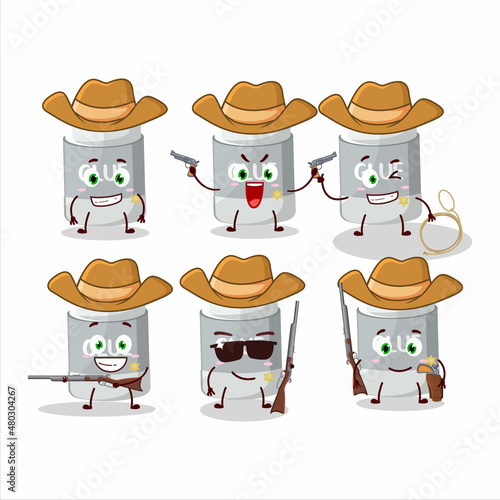 Cool cowboy glue stick cartoon character with a cute hat