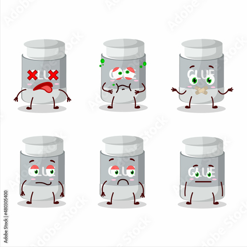 Glue stick cartoon character with nope expression