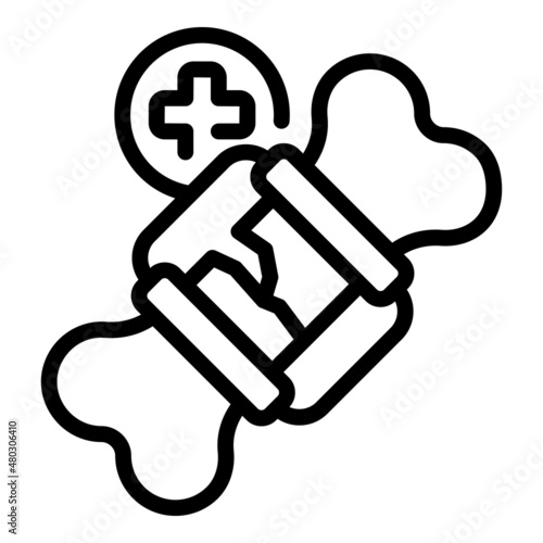 Medical fracture bone icon outline vector. Leg injury. Accident pain