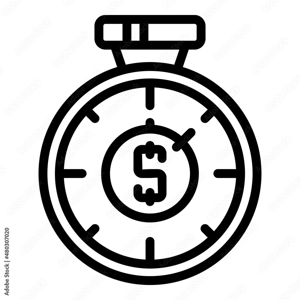 Money income stopwatch icon outline vector. Computer work. Freelance job Money income stopwatch icon outline vector. Computer work. Freelance job