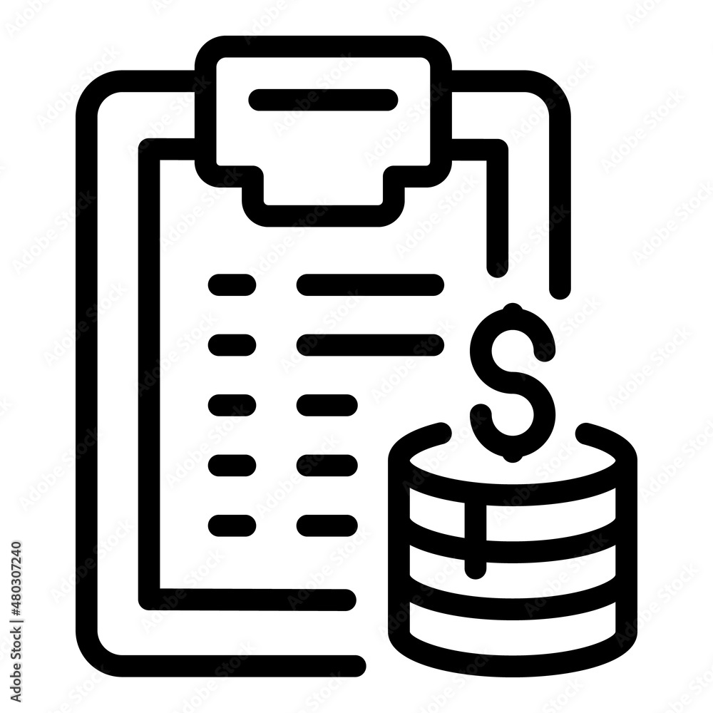 Obraz premium Money clipboard icon outline vector. Passive income. Computer work