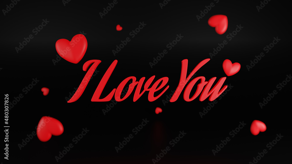I love you text with 3d heart background I love you text with 3d heart background