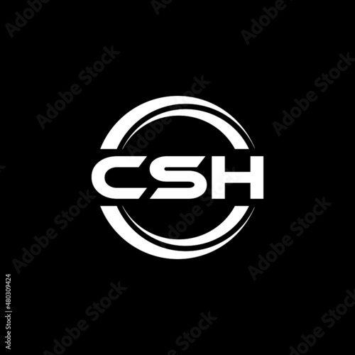 CSH letter logo design with black background in illustrator, vector logo modern alphabet font overlap style. calligraphy designs for logo, Poster, Invitation, etc. photo