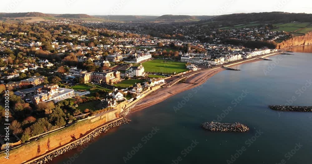 Drone view outskirt rural city coastline England in autumn Drone view outskirt rural city coastline England in autumn