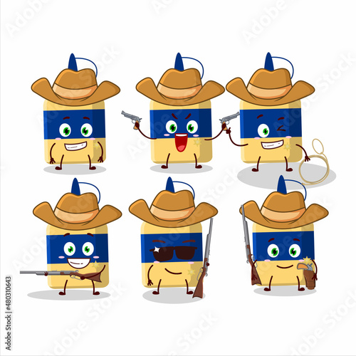 Cool cowboy paper glue cartoon character with a cute hat