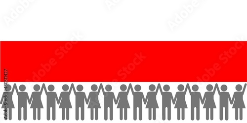 National flag of Belarus. The concept of protest, demonstration, revolution, political crisis, unification, rallying. Vector illustration.