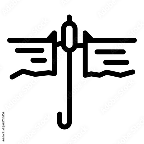 Ice fishing hole icon outline vector. Winter lake. Snow man
