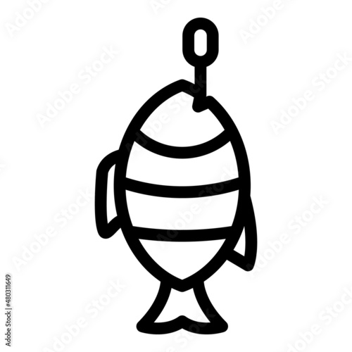 Winter fish on hook icon outline vector. Ice fishing. Lake hole