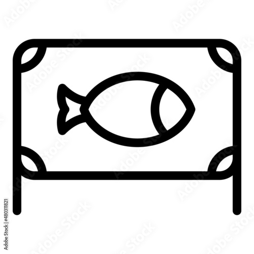 Ice fish banner icon outline vector. Winter fishing. Snow people