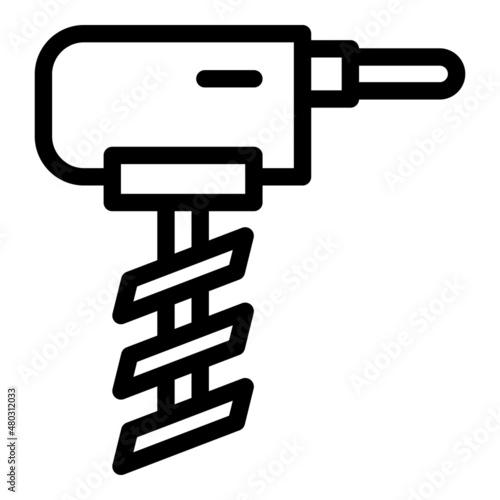 Ice fishing electric drill icon outline vector. Fisherman hole. Winter lake