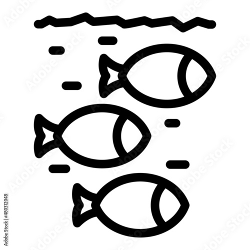 Winter fish lake icon outline vector. Ice fishing. Frozen river
