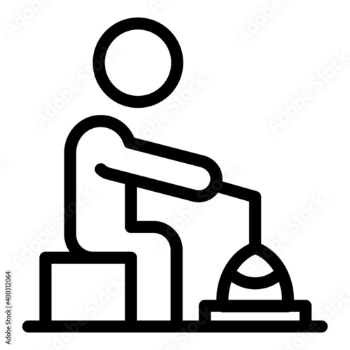 Fisherman icon outline vector. Ice fishing. Winter lake