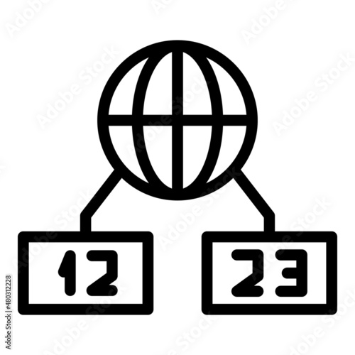 Global time icon outline vector. World zone. Map clock