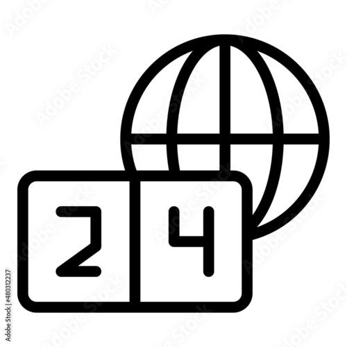 Global timezone icon outline vector. World zone. Clock map