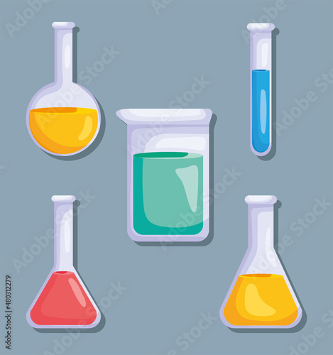 lab flasks icon set