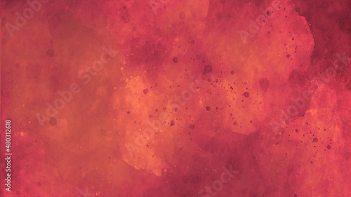 Closeup of red textured grunge background. Red wall edges. Red watercolor background with blots and splashes. abstract red background watercolor paper texture.