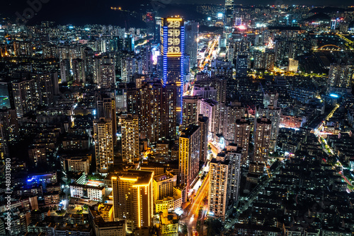 Night view of Shenzhen city  Guangdong Province  China