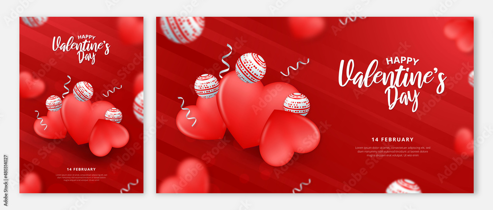 Creative Flyer And Banner Design For Happy Valentines Day. Valentine Day Background With Vector Illustrations Creative Flyer And Banner Design For Happy Valentines Day. Valentine Day Background With Vector Illustrations