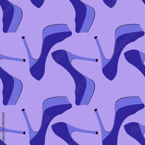 Illustration Seamless pattern on a square background - beautiful shoes on a high platform and thin heels. Design