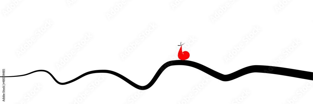 Artistic painting with brush patterns, white background, black lines, featured in red characters. Used as a wall picture in the style of ancient China. conveys loneliness and stability Artistic painting with brush patterns, white background, black lines, featured in red characters. Used as a wall picture in the style of ancient China. conveys loneliness and stability