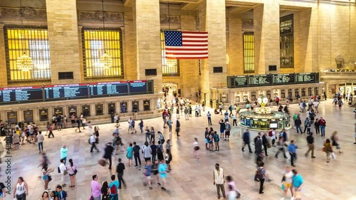 NEW YORK CITY, USA - MAY 15, 2019: Uhd 4k Timelapse Main hall Grand Central Station Terminal in Manhattan in New York City, USA