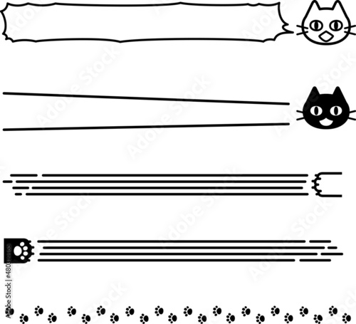 シンプルな猫のラインとフキダシのセット