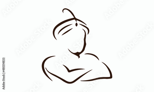 Genie Magical character cartoon. Traditional Persian tale powerful magical vector creature.