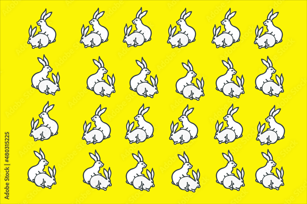 A little bunny on a yellow background is perfect for a presentation.