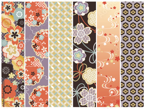 シックな配色の桜の和柄帯