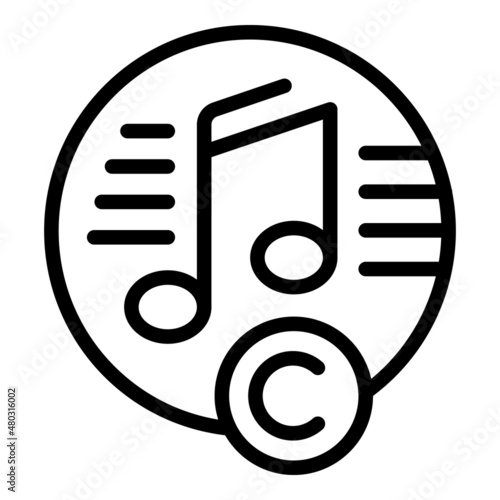 Music copyright icon outline vector. Law patent. Legal property