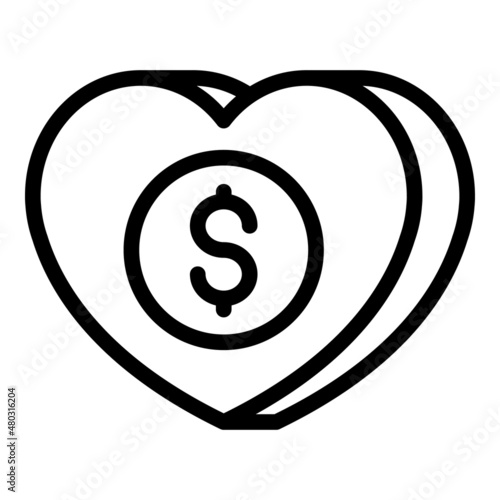 Fundraising icon outline vector. Charity money. Social help