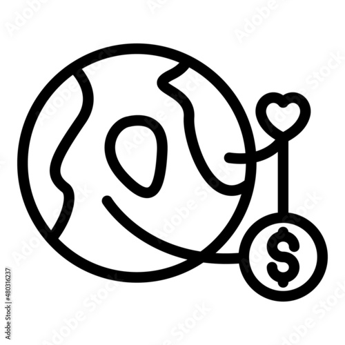 Global charity icon outline vector. Money help. Social investor