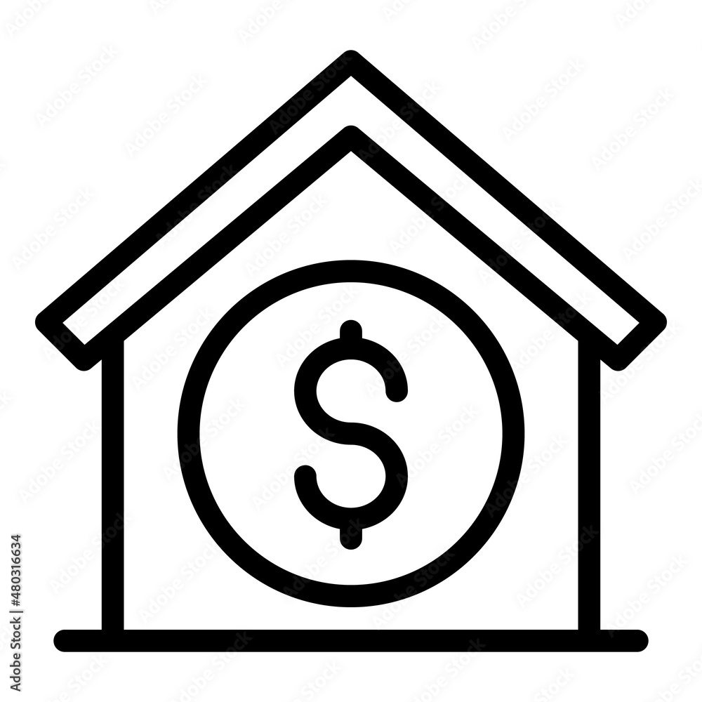 Charity money house icon outline vector. Financial help. Investor volunteer Charity money house icon outline vector. Financial help. Investor volunteer