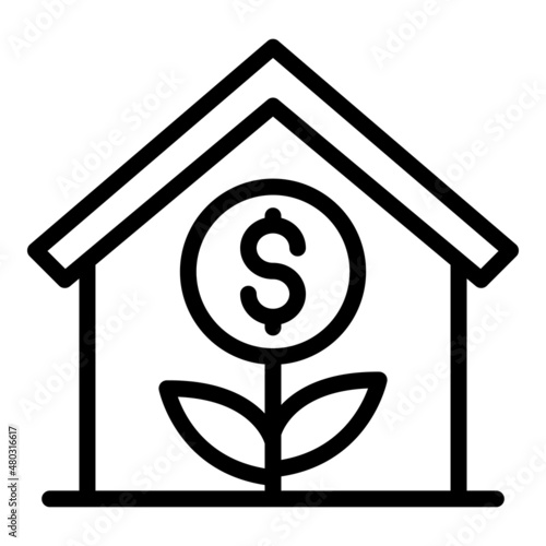House charity icon outline vector. Heart help. Finance investor