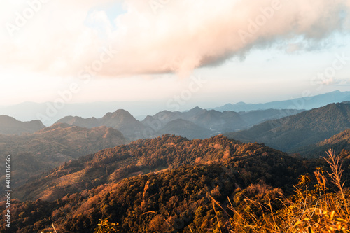 landscape mountain scenery in the evening