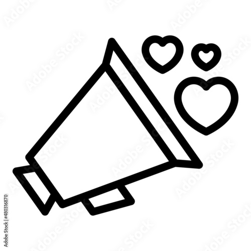 Megaphone help icon outline vector. Share support. Charity money