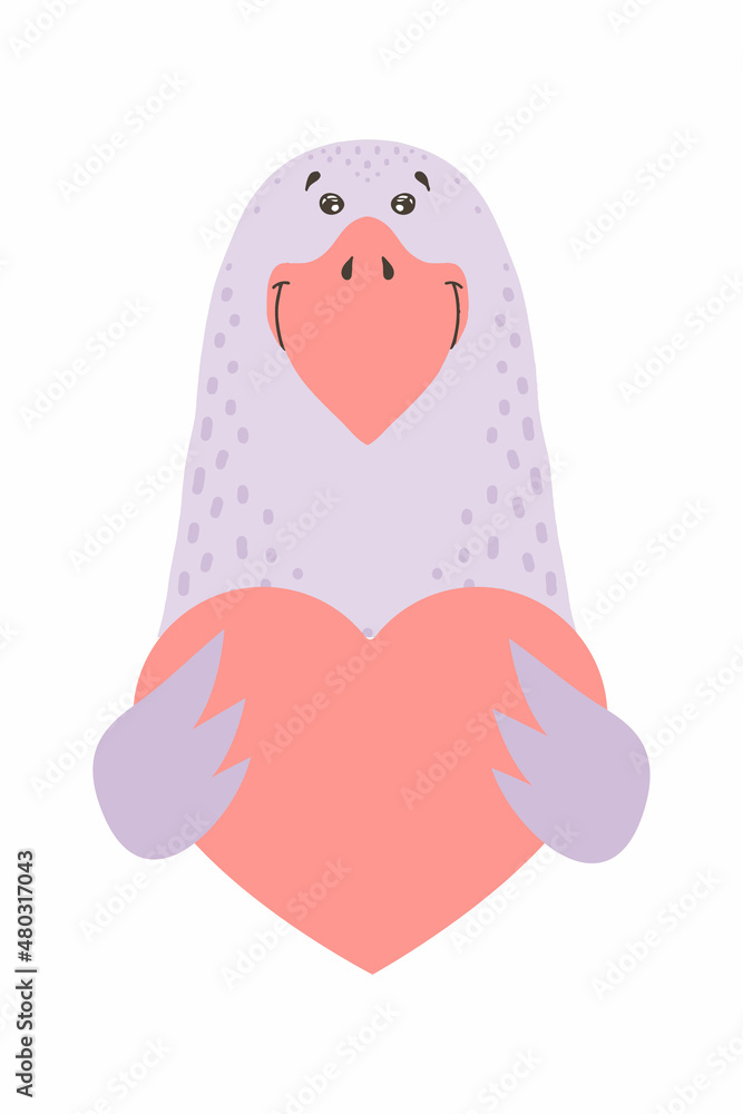 Cute cartoon animal holds a heart sign with copy space. set valentine's day greeting card banner invitation flyer brochure. cartoon hand drawn style. Little animals pets in love, declaration of love Cute cartoon animal holds a heart sign with copy space. set valentine's day greeting card banner invitation flyer brochure. cartoon hand drawn style. Little animals pets in love, declaration of love