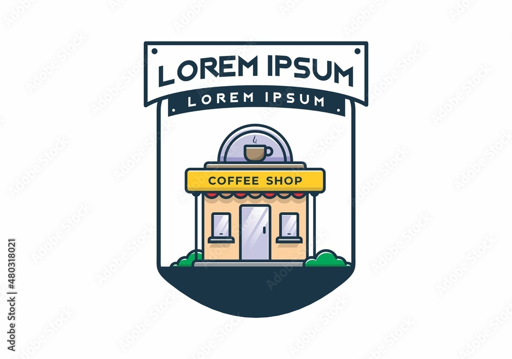 Coffee shop line art flat illustration Coffee shop line art flat illustration