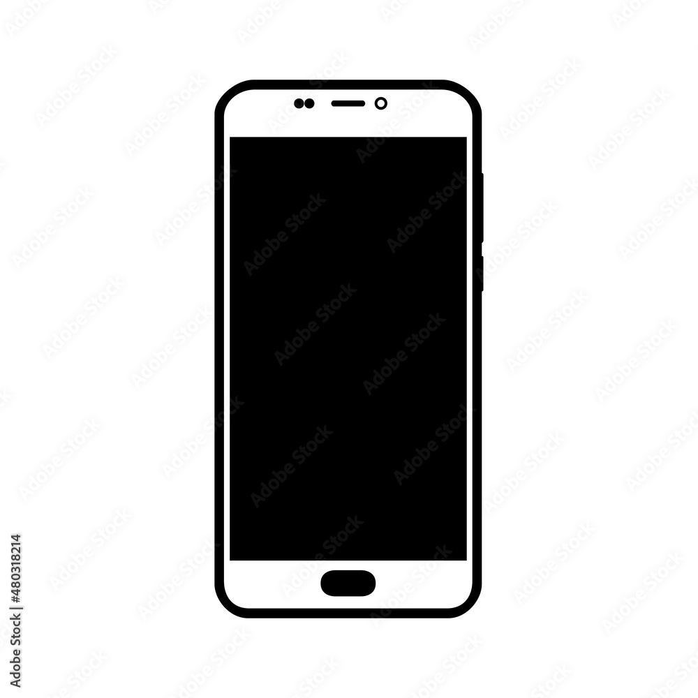 The mobile phone icon. The symbolic designation of the silhouette of a smartphone is a modern multifunctional device for communication, work and entertainment. Vector illustration isolated. The mobile phone icon. The symbolic designation of the silhouette of a smartphone is a modern multifunctional device for communication, work and entertainment. Vector illustration isolated.