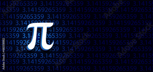 Pi day, International pie day 14 march. dark blue gradient color background with free space