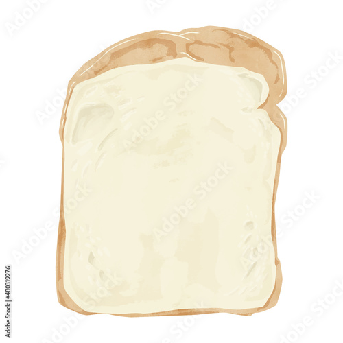 食パンの手描き水彩風イラスト