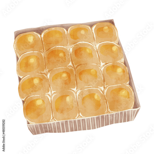 ちぎりパンの手描き水彩風イラスト