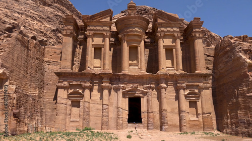 Ad-Dair - Nabataean rock temple of the 1st century, preserved near the city of Petra. Monumental building carved entirely from the rock