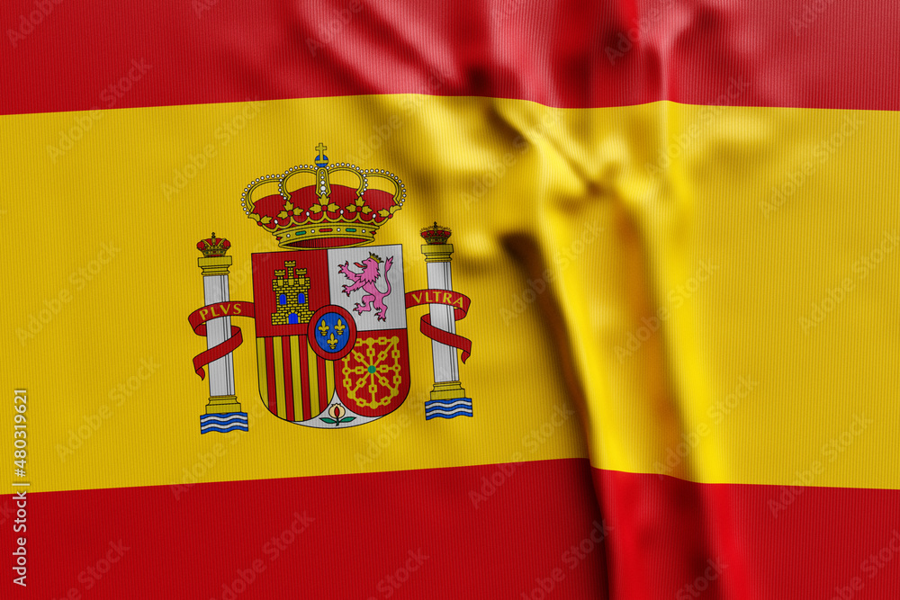 Obraz premium 3D illustration of Spain national developing flag. Country symbol.