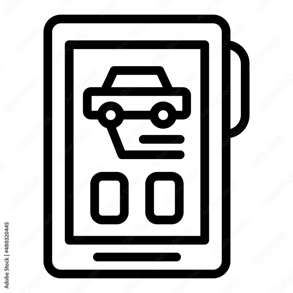 Tablet car alarm icon outline vector. Key system. Auto control Tablet car alarm icon outline vector. Key system. Auto control
