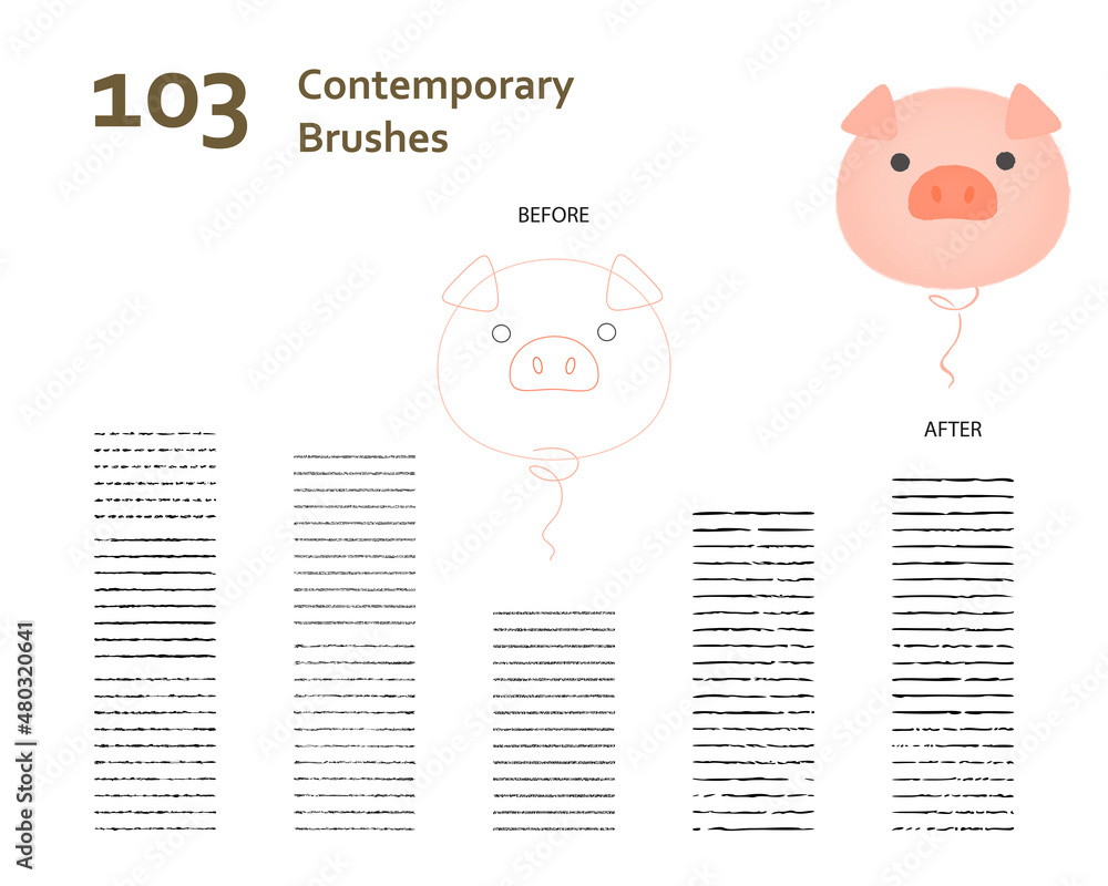 Compilation of 103 mixed art brushes vector for story book illustration, sketch, blob doodle, asemic grunge, dry paint, frame border. Created using AI CS6.