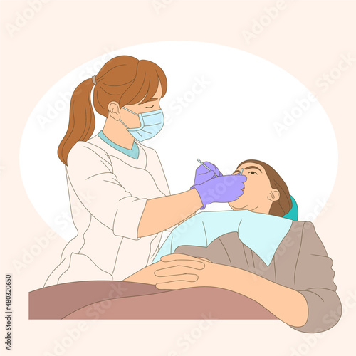 Dentist and a patient, Happy dentist day.