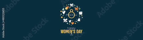 Happy Women's Day banner. March 8.